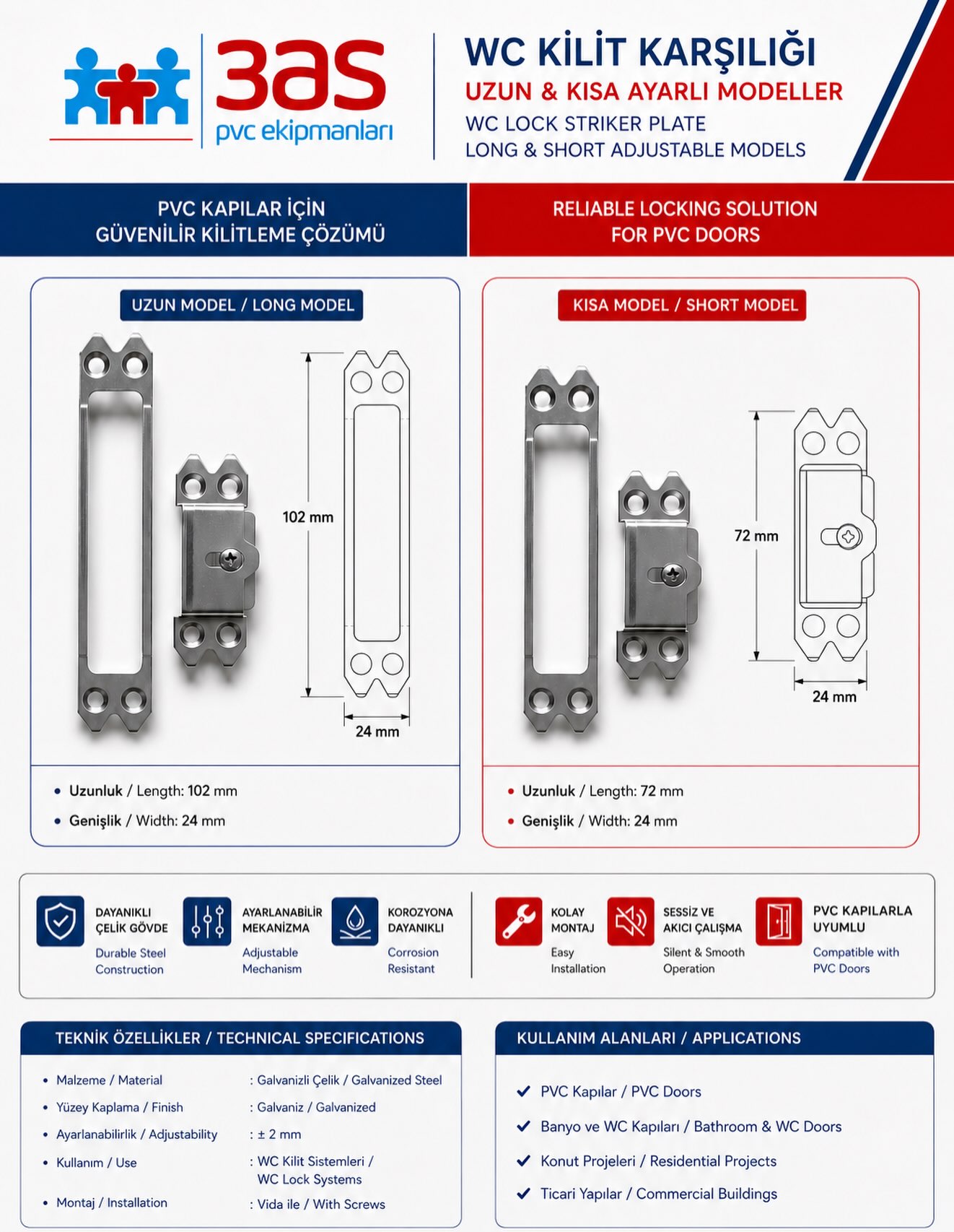 PVC Kısa Ayarlı Karşılık