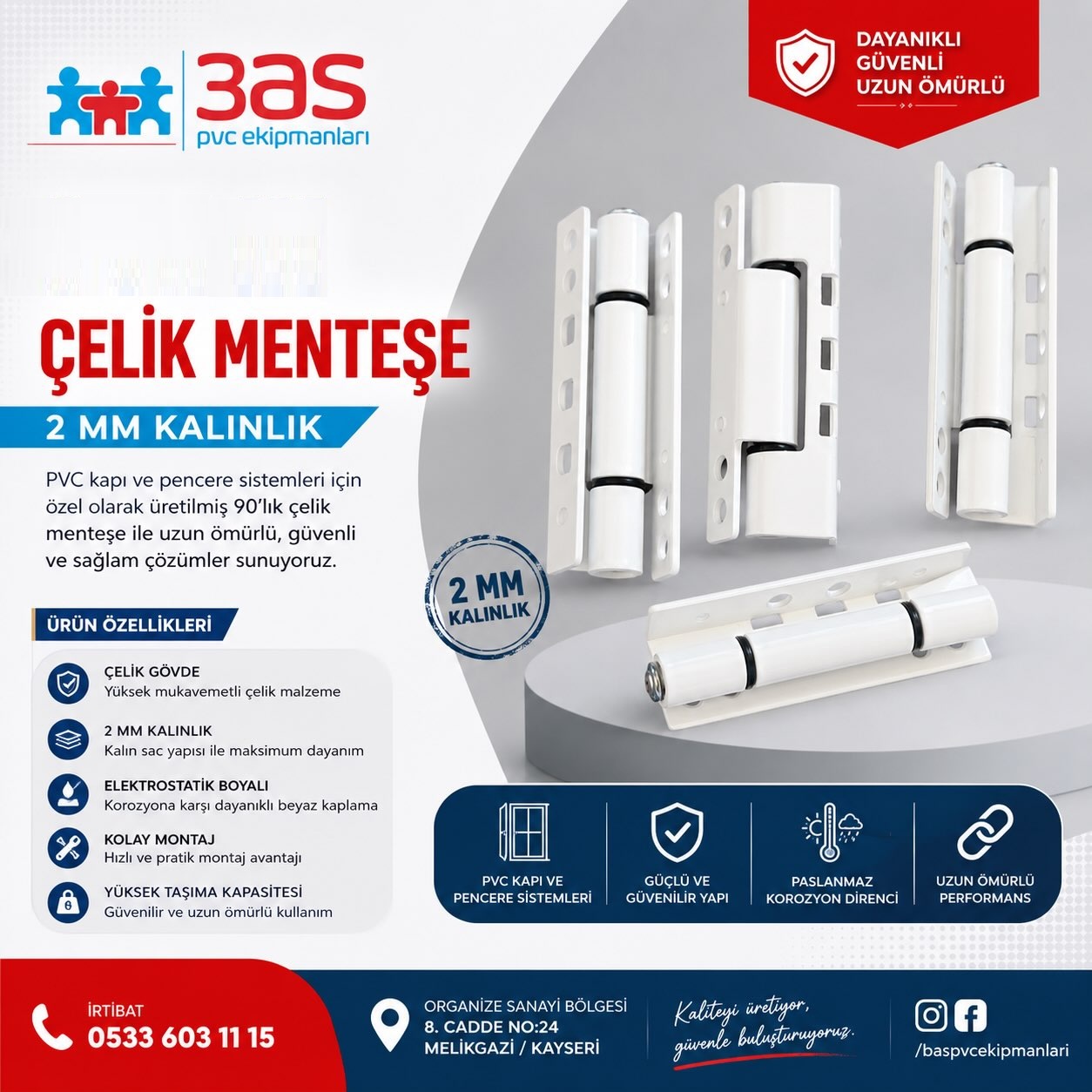 85 mm PVC Pratik Menteşe
