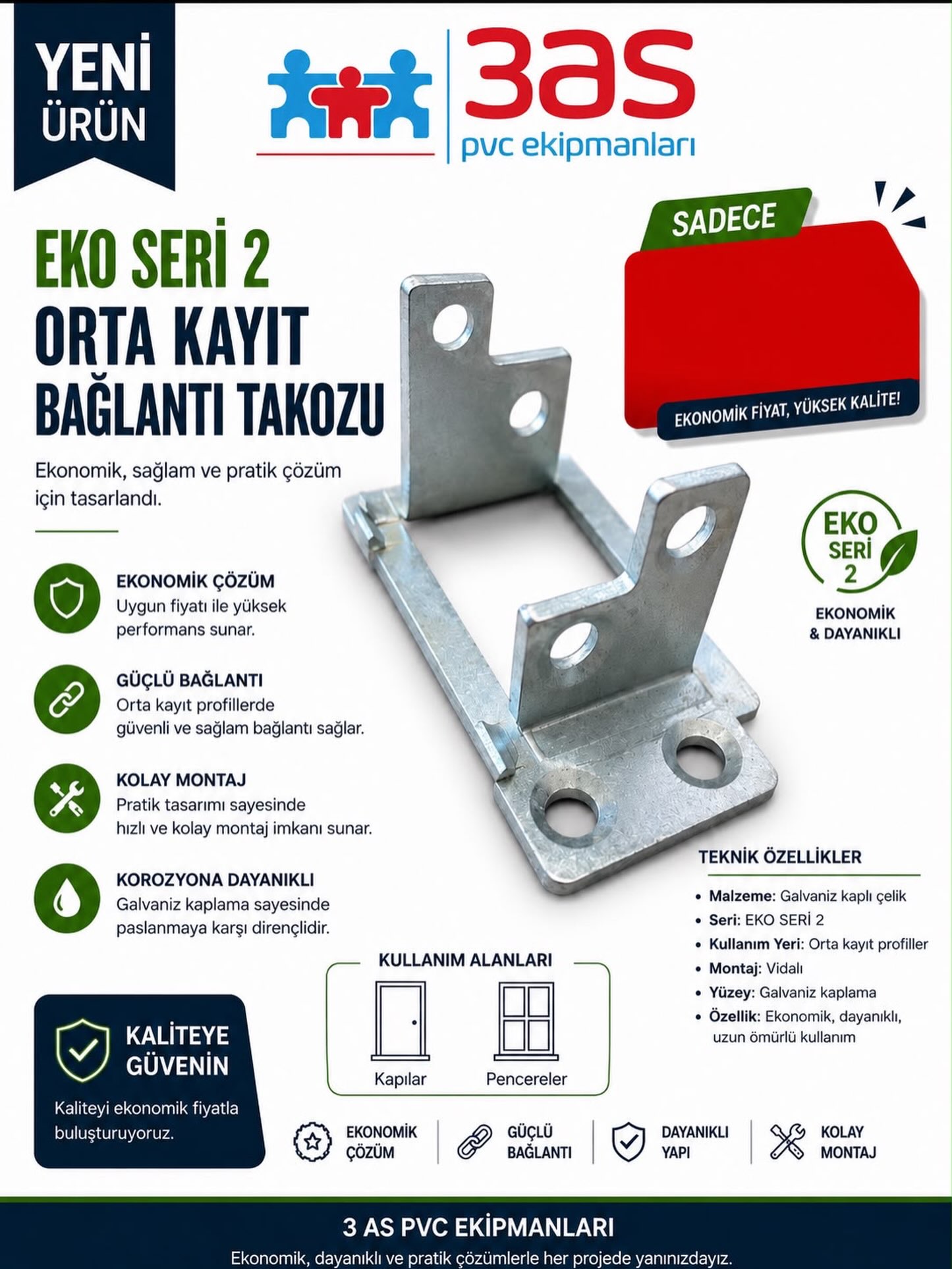 PVC Orta Kayıt Bağlantı Takozu